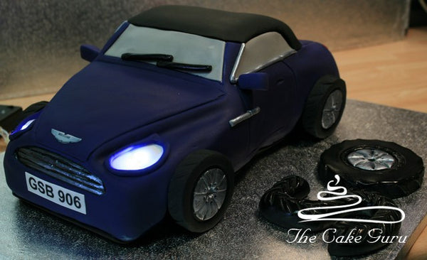 Aston Martin with Working Headlights Cake