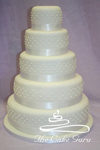Classic Piped Pearls Wedding Cake