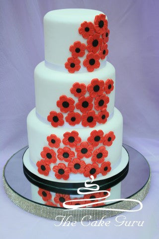 Red Poppies Wedding Cake