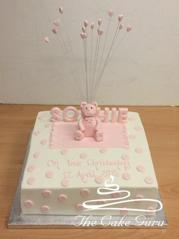 Pink Teddy on Blanket Cake