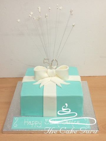 Aqua/White Parcel Cake