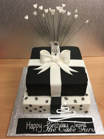 Monochrome 2 Tier Parcel Cake