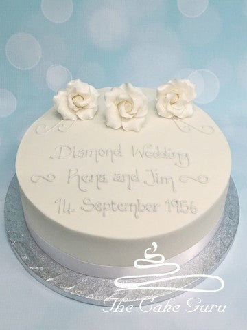 Diamond Wedding Rose Trio Cake