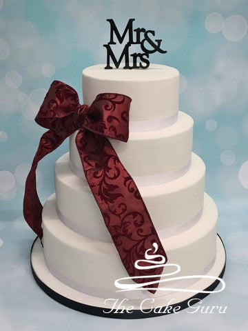 Offset Feature Bow Classic Wedding Cake