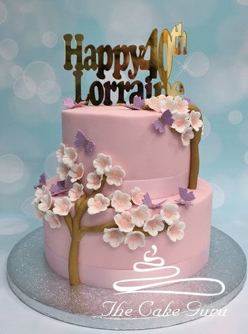 Blossoms and Butterflies Birthday Cake