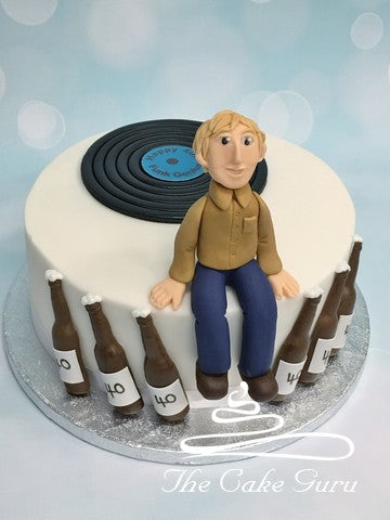 Vinyl Record and Beer Birthday Cake