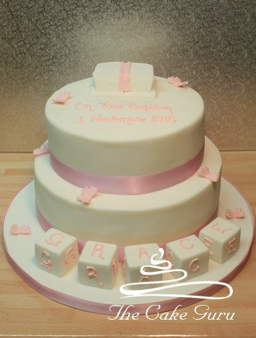 Building Blocks and Bible Christening Cake