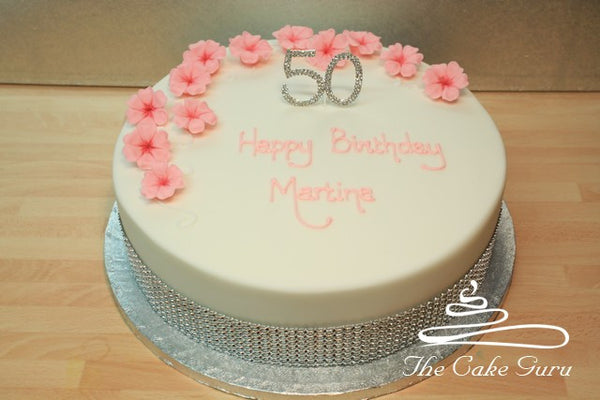 Pink Blossoms Birthday Cake
