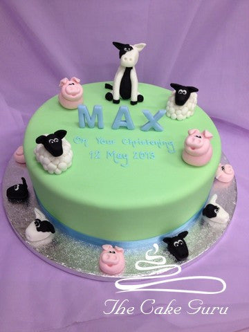 Farm Animals Christening Cake