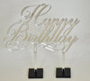 Happy Birthday Acrylic Cake Topper - Silver Mirror