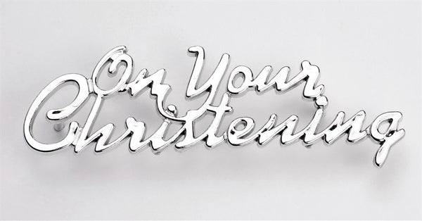 On Your Christening Silver Coloured Motto