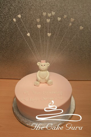 White and Pink Teddy Cake