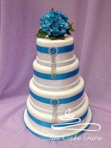 Blue Hydrangea Wedding Cake