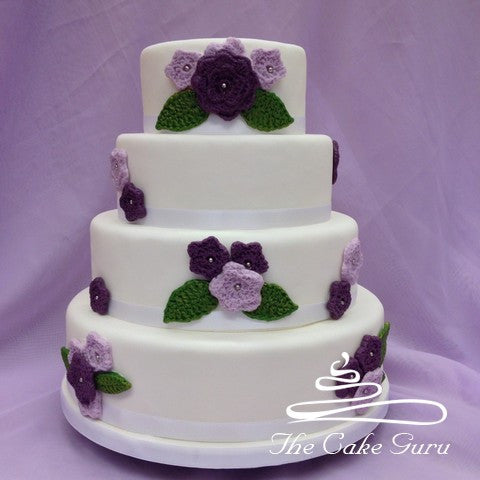 Crochet Flower Effect Wedding cake
