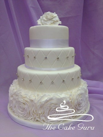 Ruffle Rose 4 Tier Wedding Cake