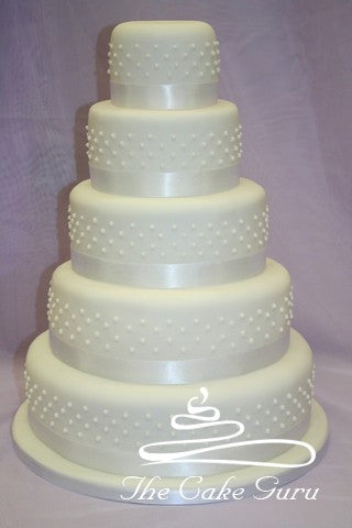 Classic Piped Pearls Wedding Cake