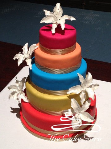Classic Lily Brightly Coloured Wedding Cake