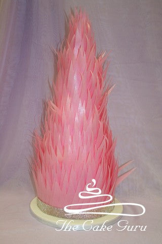 Pink Wafer Feathers Wedding Cake