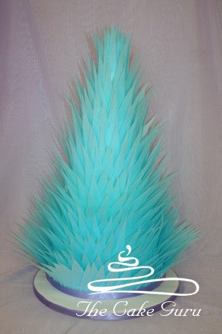 Blue Wafer Feathers Wedding Cake