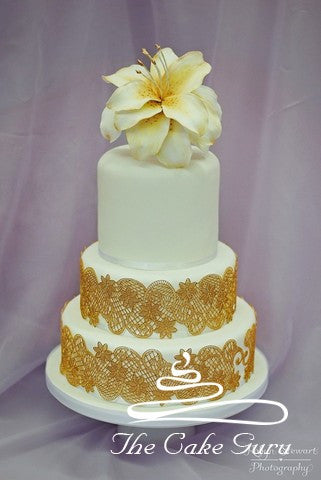 Golden Amaryllis Wedding Cake