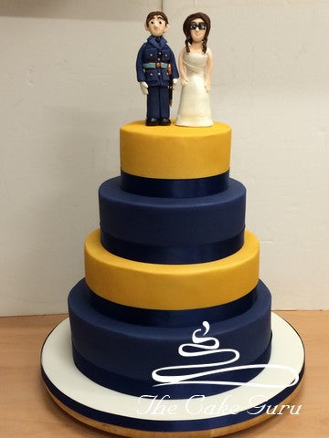 Gold and Navy Wedding Cake