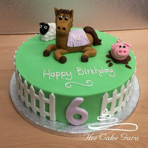 Pony and Farm Animals Cake