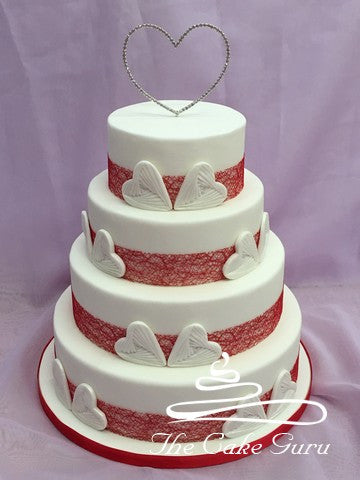 Textured Hearts Wedding Cake