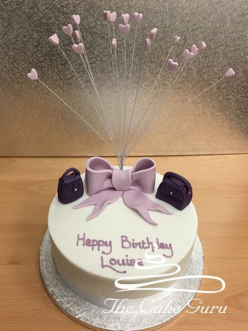 Lilac/Purple Bow and Handbags Cake