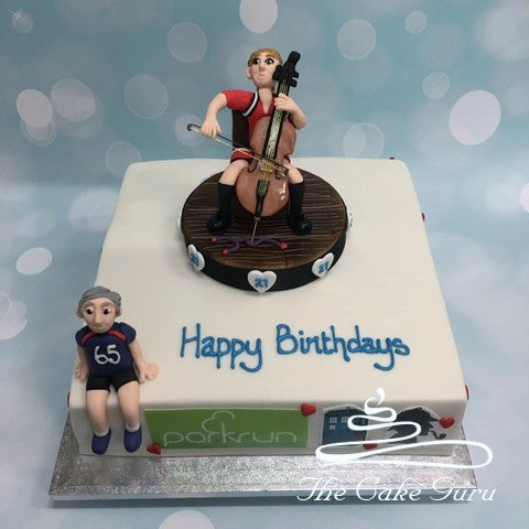 Cello Player and Runner Joint Birthday Cake