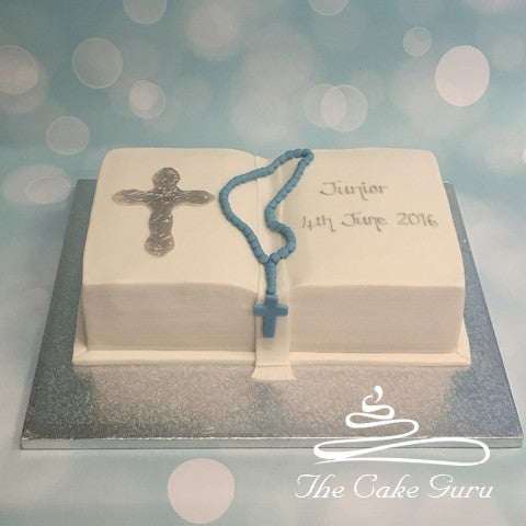 Open Bible Baptism Cake