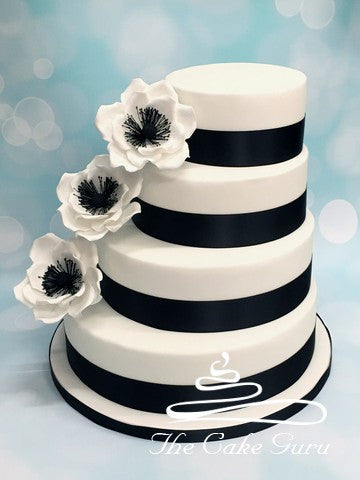 Monochrome Anemone Wedding Cake