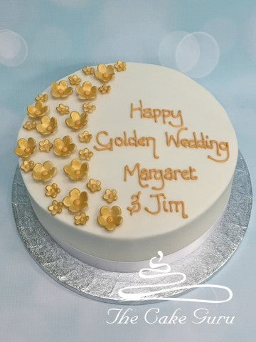 Golden Flowers Anniversary Cake
