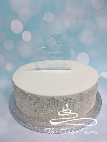 Personalised Acrylic Heart Engagement Cake