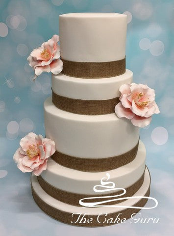 Pastel Camellias Wedding Cake