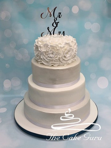Ruffle Rose Top Tier Wedding Cake