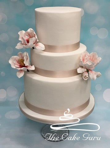 Champagne Magnolia Wedding Cake