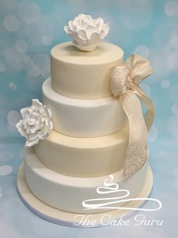 Ivory and White Contrast Wedding Cake