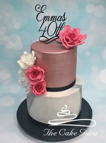 Rose Gold and Marble Birthday Cake