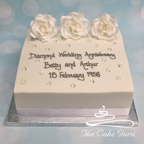 Roses and Gems Diamond Wedding Anniversary Cake
