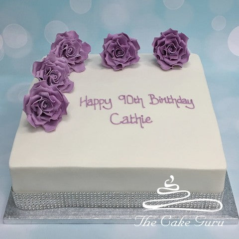 Lilac Feature Roses Birthday Cake