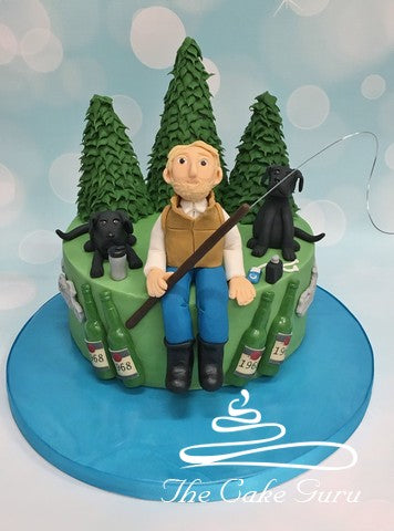 Fisherman with Labradors Birthday Cake