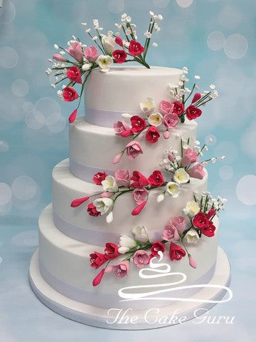 Freesia Sprays Wedding Cake