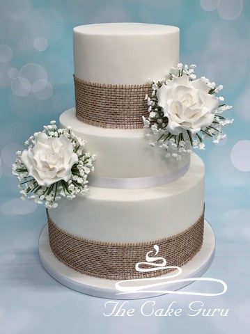 Rose and Gypsophila Posy Wedding Cake