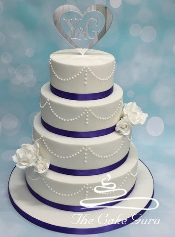 Classic Pearl Piping Wedding Cake