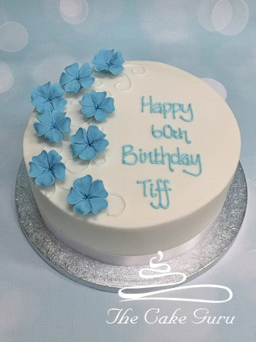 Blue Blossoms Birthday Cake