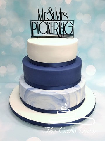 Marbled Navy Wedding Cake