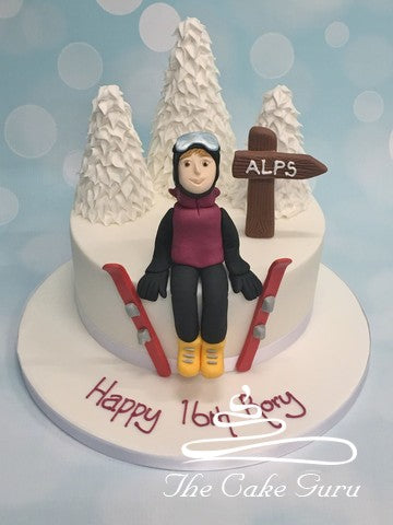 Skier Birthday Cake