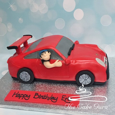 Red Porsche Birthday Cake With Driver