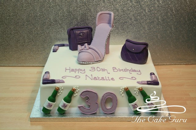 Lilac/Purple Shoes and Handbags Cake