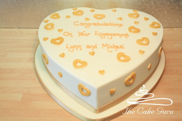Golden Hearts Engagement Cake